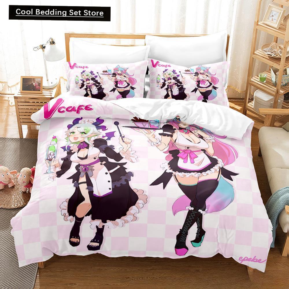 3D Anime Sexy Girls Silvervale VTuber Bedding Set Single Twin Full Queen King Size Bed Set Adult Kid Bedroom Duvet Cover Sets