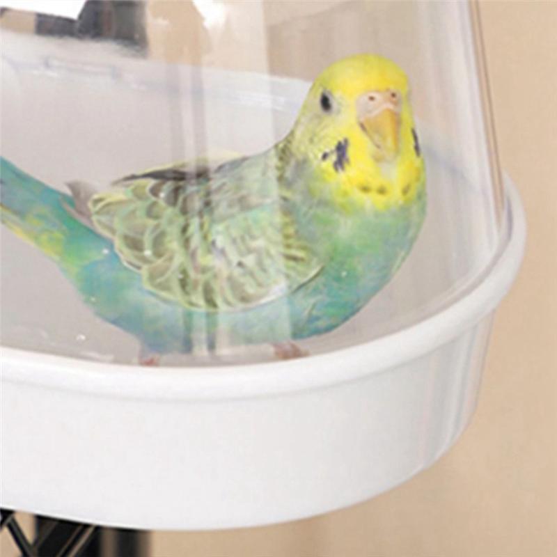 AEE2-Parrot Hanging Bathtub Easy To Install Canary Cage Accessories Pet Bird Bath Box Parrot Water Shower Bowl Bird Cage