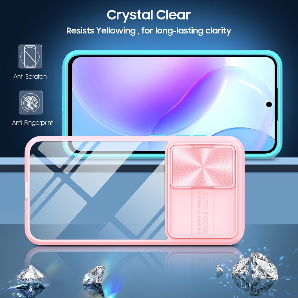 For Samsung Galaxy A36 5G Case TPU + PC Clear Phone Cover with CD-Veins Camera Lens Sliding Lid