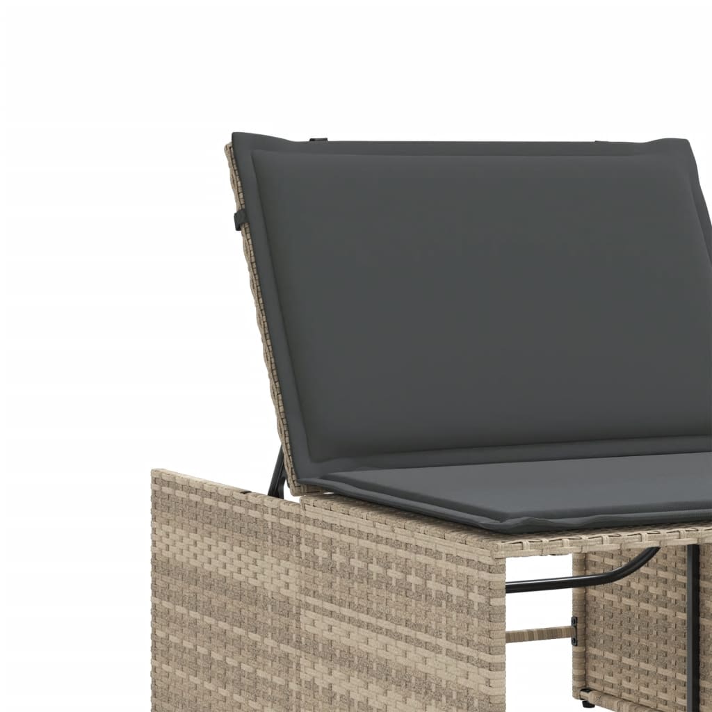 2 Piece Sun Lounger Set with Table Light Grey Poly Rattan