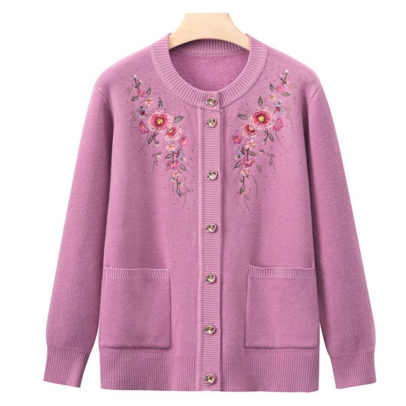 Grandma winter clothes new bottoming shirt women middle-aged and elderly knitted sweater temperament mother cardigan top old lady clothes