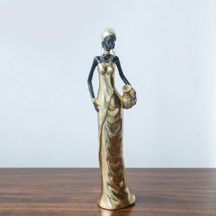 Resins Figure of African Black Woman Sculpture for Adding Cultural Touch to Interior