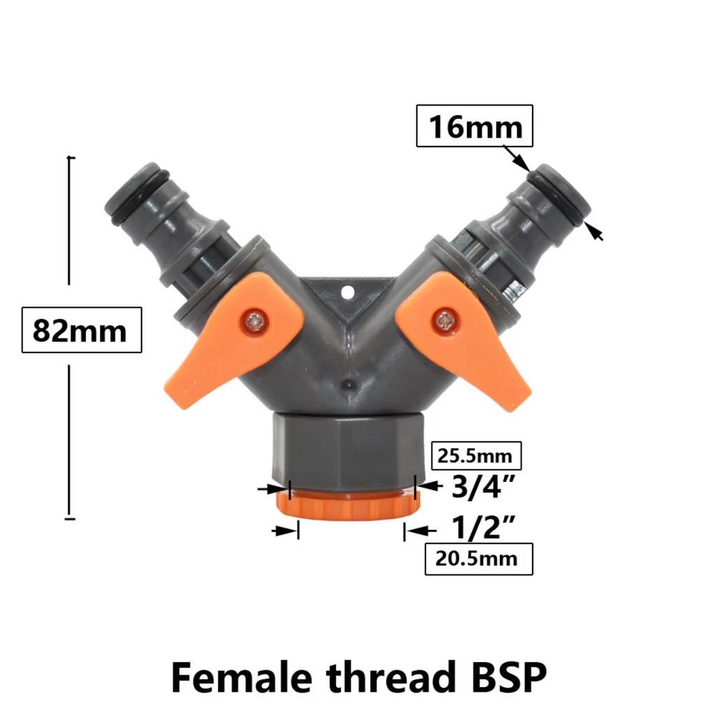 2/4cestný zahradní kohoutek, vsuvka hadice, rozdělovač vody, samice, 1/2 3/4 závit, Y zavlažovací ventil, rychlospojka pro zahradní hadici