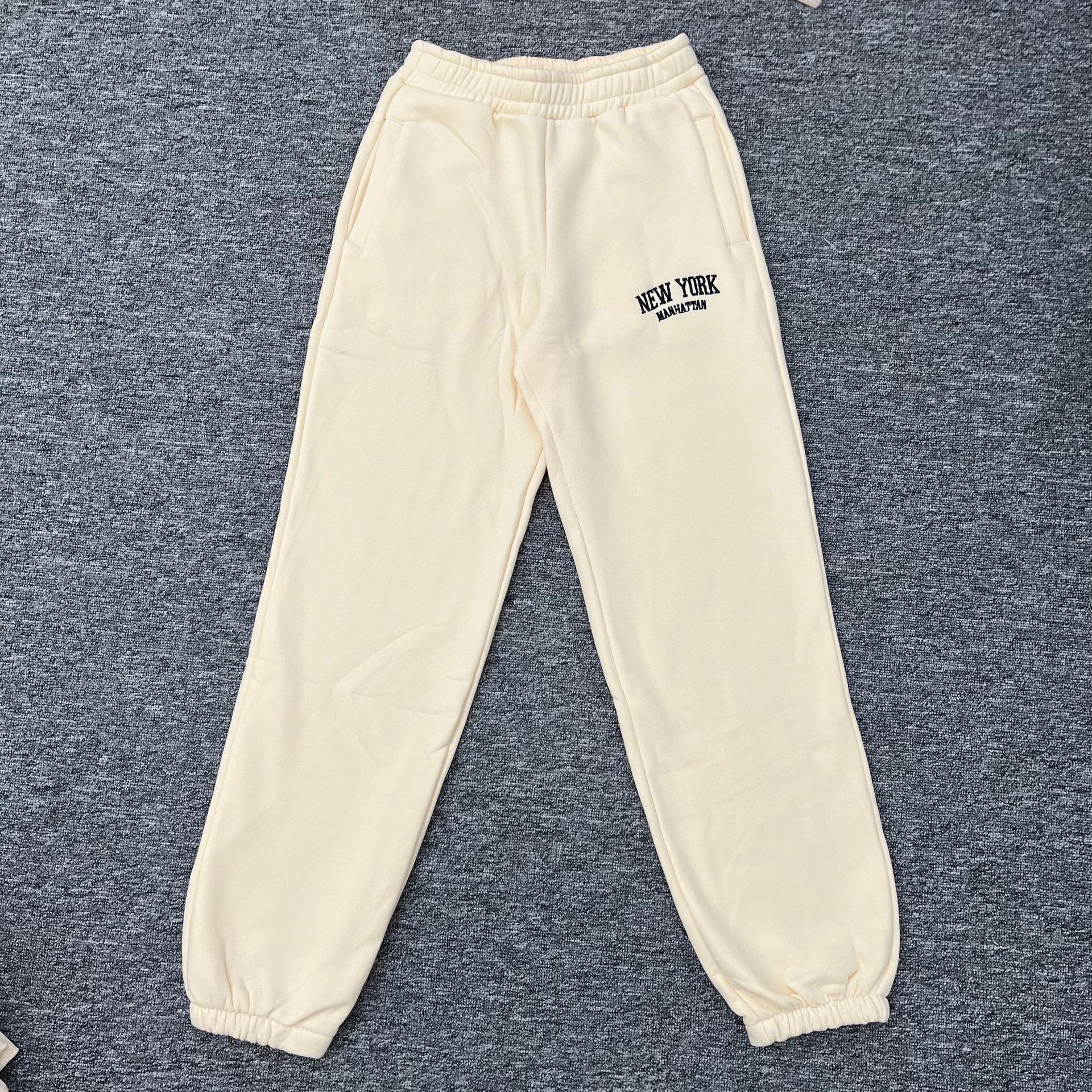 

Женский вышитый худи и спортивные штаны на осень/зиму 2024 Large кремовый/белый