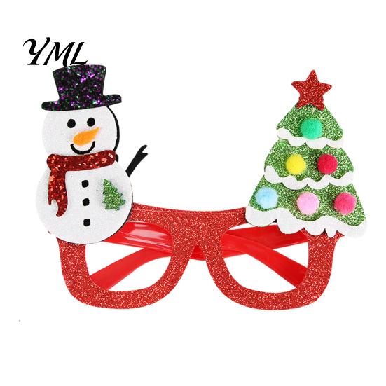 Fun Holiday Accessories for Kids Christmas Glasses, Glitter Party Glasses Frames, Novelty Elf Snowman Santa Claus Elk Frames Reindeer Eyeglasses