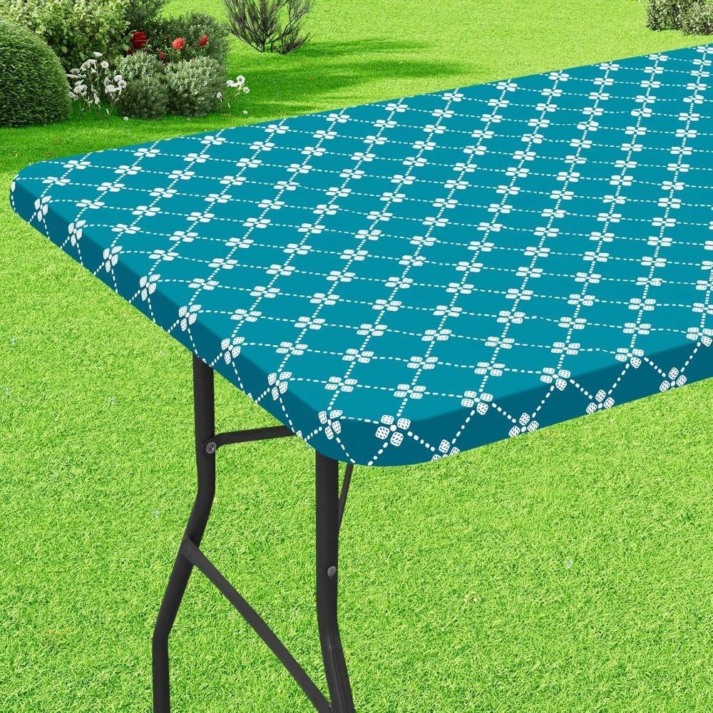 Elastic Edge Elastic Fitted Tablecloth Scratch Resistant Table Linen Table Cover  Camping