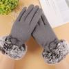 Winter Velvet Gloves Keep Warm Women Mittens Lovely Bow Plush Gloves  Drive