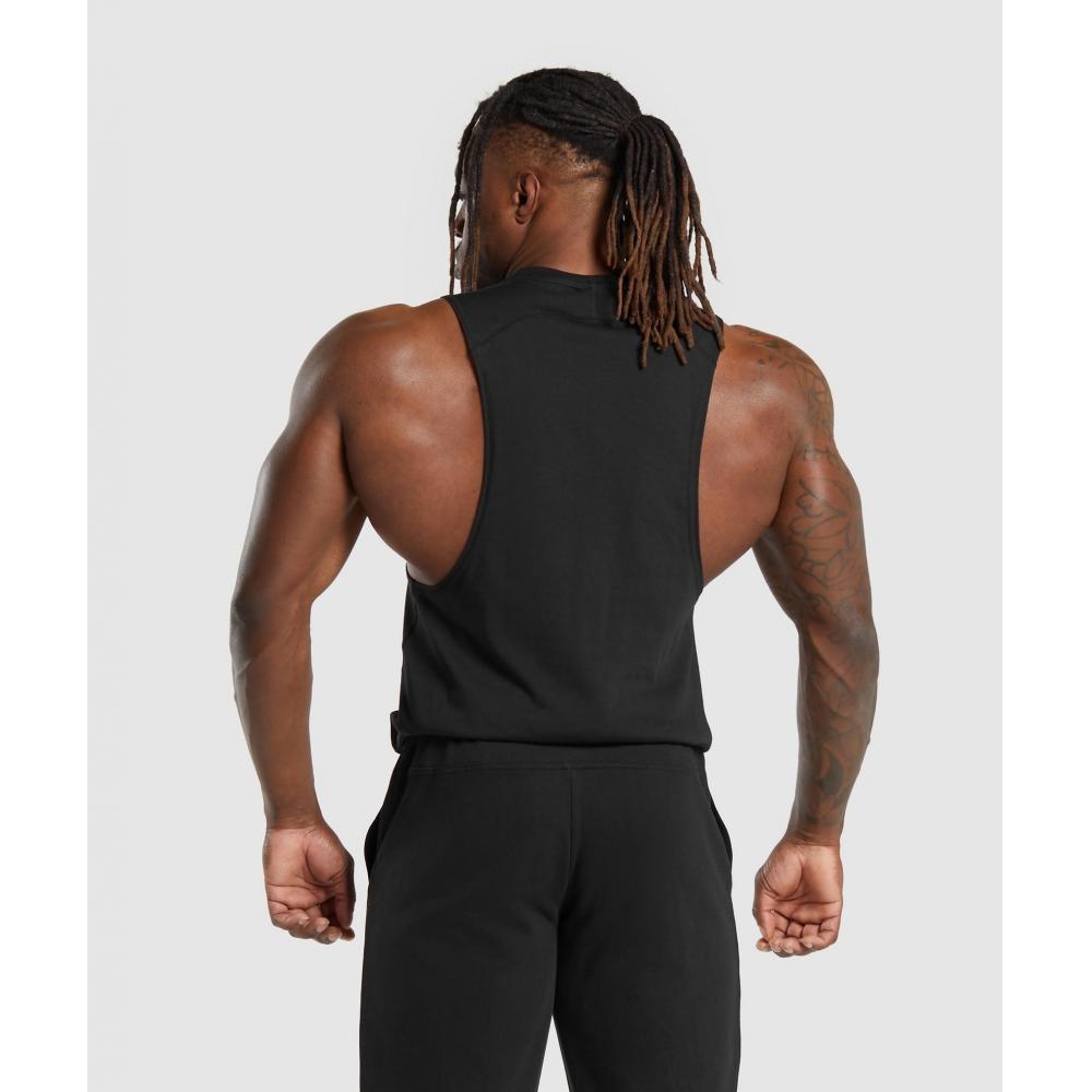 Gymshark Impact Drop Arm Tank Black Vivid Red A6a5x Rbwn