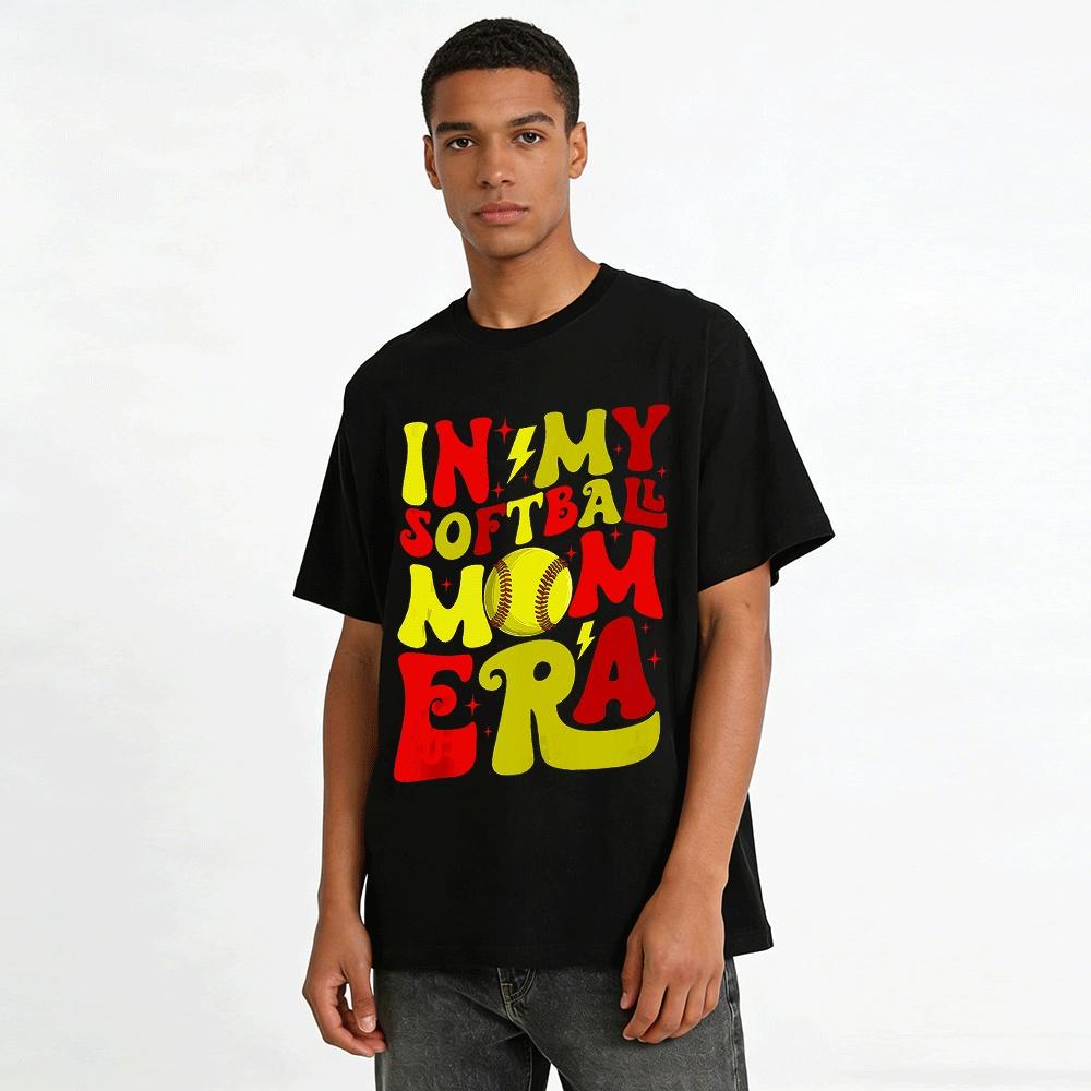 In My Softball Mom Era Retro Graphic Casual Tee Pure Cotton T-shirt