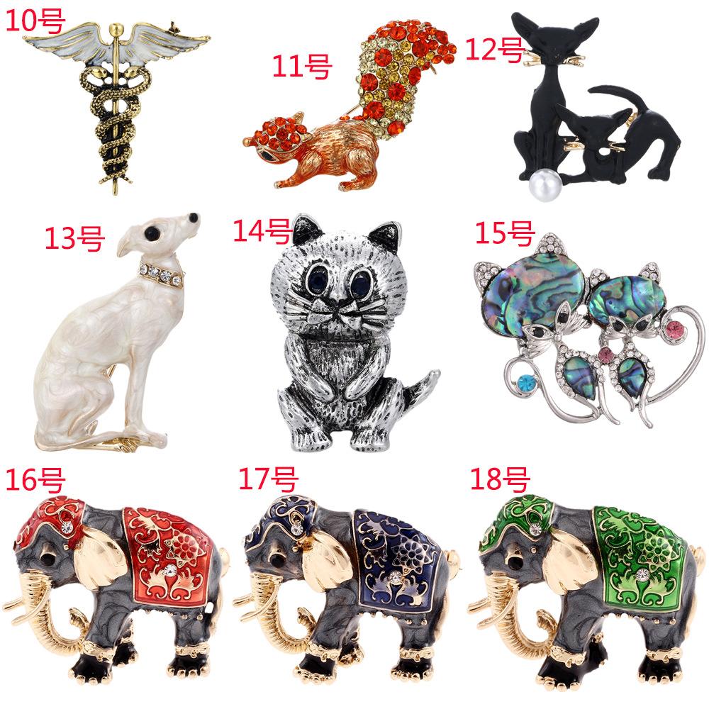 SKEDS Luxury Crystal Animal Rabbit Dog Brooches For Women Men Enamel Fashion Accessories Women's Men's Buckle Badges Brooch Pin