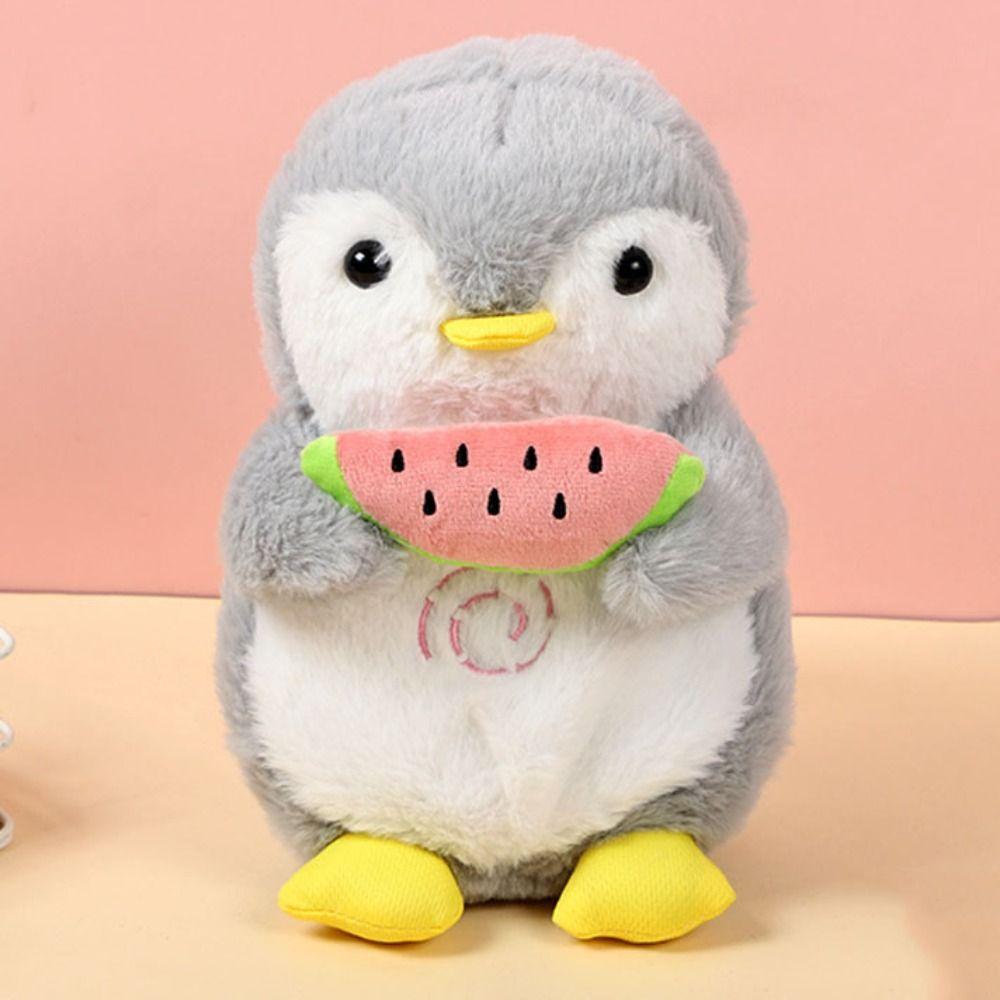 Music Lights Penguin Soothes Plush Toy Heart Sound Sleeping Doll  Newborn Toddler