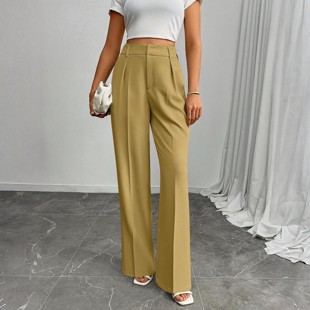 Women's Casual Business High-Waisted Loose Straight Wide-Leg Suit Pants