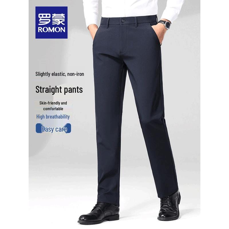 ROMON Men's Elastic Wrinkle-Free Business Casual Cargo Pants