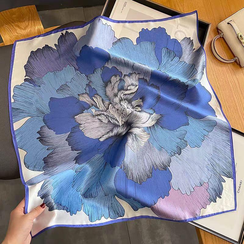 100% Mulberry Silk Plain Crepe Satin Square Scarf High-end Women's Spring, Summer and Autumn Temperament Simple Fashion Silk Scarf Scarf