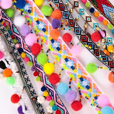 1yard Handmade Costume Fabric Sewing DIY Craft Ribbon Tassel Lace Trim Bohemia Embroidered