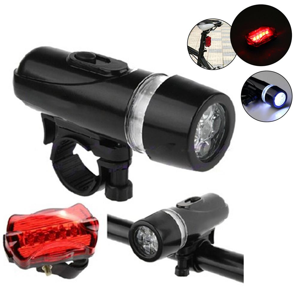 2PCS 5LED Lights Set Bike Headlight and Taillight Kit with Fixing Seat