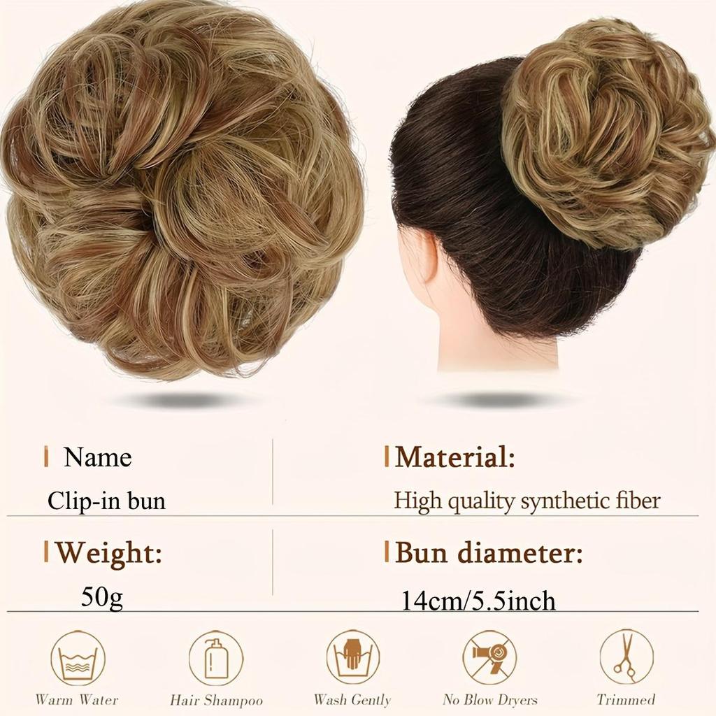 Elegant Claw Clip Hair Bun for Women - Synthetic Wavy Curly Updo Chignon Ponytail Extension, Tousled Hairpieces Suitable for All