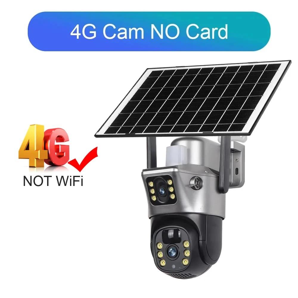 4K 8MP WiFi kamera słoneczna podwójny obiektyw podwójny ekran CCTV Camaras PIR wykrywanie ludzi noktowizor V380 4G kamery akumulatorowe do nadzoru