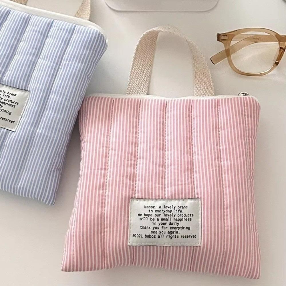 New Striped Handheld Mobile Phone Bag Small Handheld Style Key Sanitary Pad Pouch Cotton Toilet Bag Women