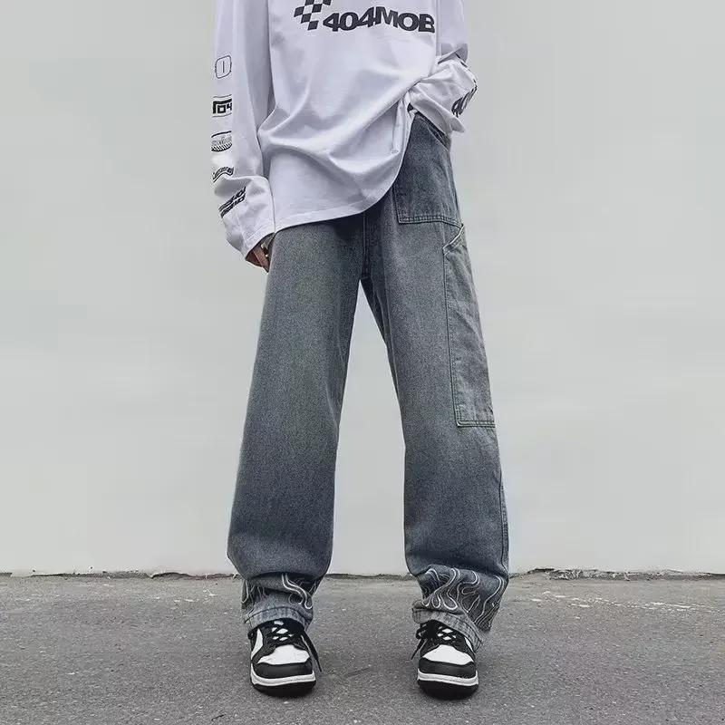 Summer Unisex American Denim: New Design Straight Wide-Leg Jeans by Trendy Brand.