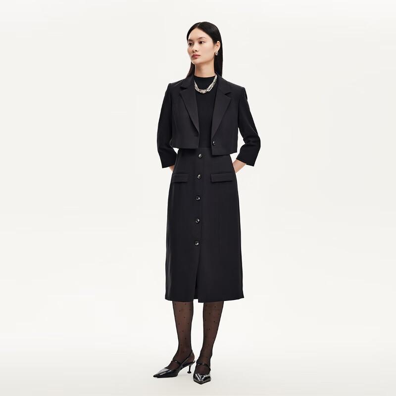 VEROMODA Women's Two-Piece Knit Patchwork Black Dress Set