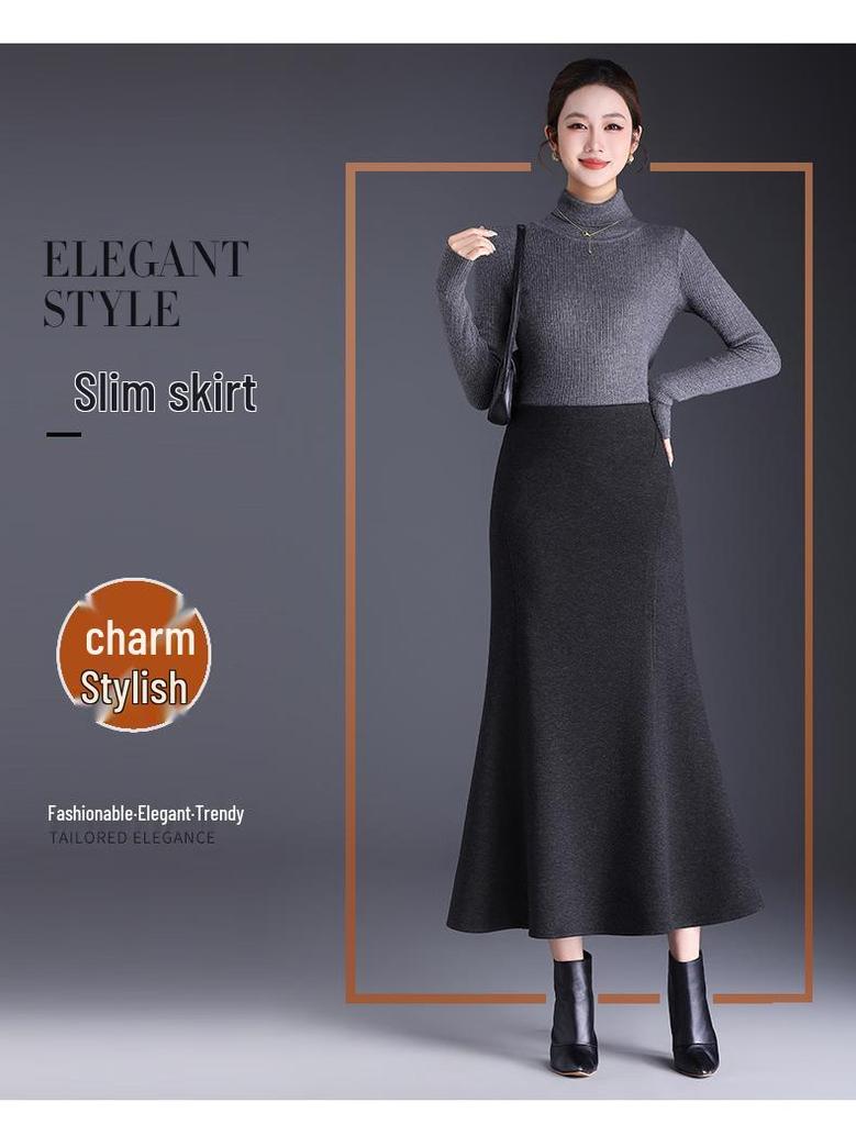 Autumn/Winter 2025 Cashmere High-Waist Mermaid Pencil Skirt