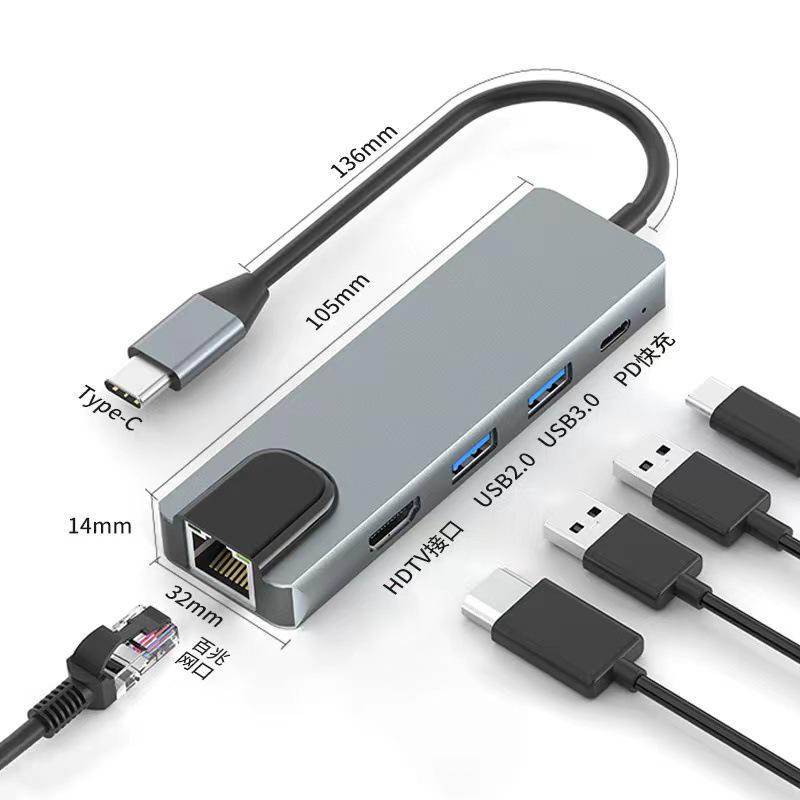 Multi-Function 8-in-1 USB-C Hub with Card Reader & Network Port
