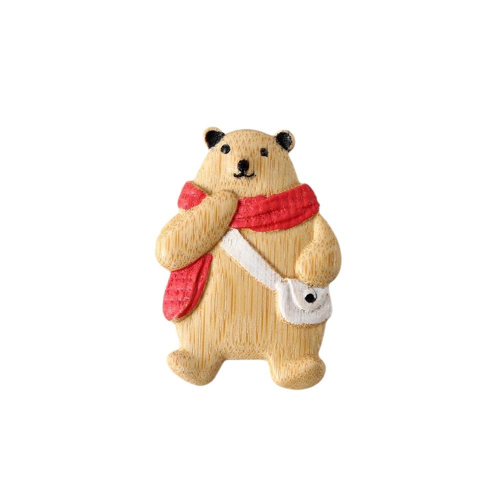 Guitar Bear Animal Pin Scarf Bear Badge Exquisite Sweater Wooden Brooch Party
