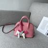 Mini Goat Print Top Layer Leather Shell Leather Crossbody Small Bag, Fashionable Bowling Bag, Versatile Handbag
