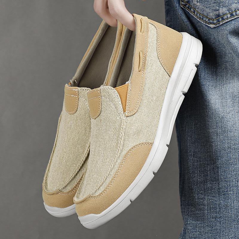 Men Shoes Summer Canvas Shoes Breathable Comfortable Outdoor Slip On Walking Sneakers Classic Loafers Shoes For Men