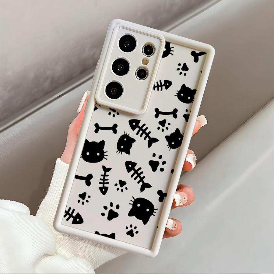

Case for Samsung Galaxy S26 Ultra S21 S25 Edge S20FE S22 S24Ultra S25 S24 Plus S23 FE Phone Cover Cartoon Line Cat Galaxy S24+