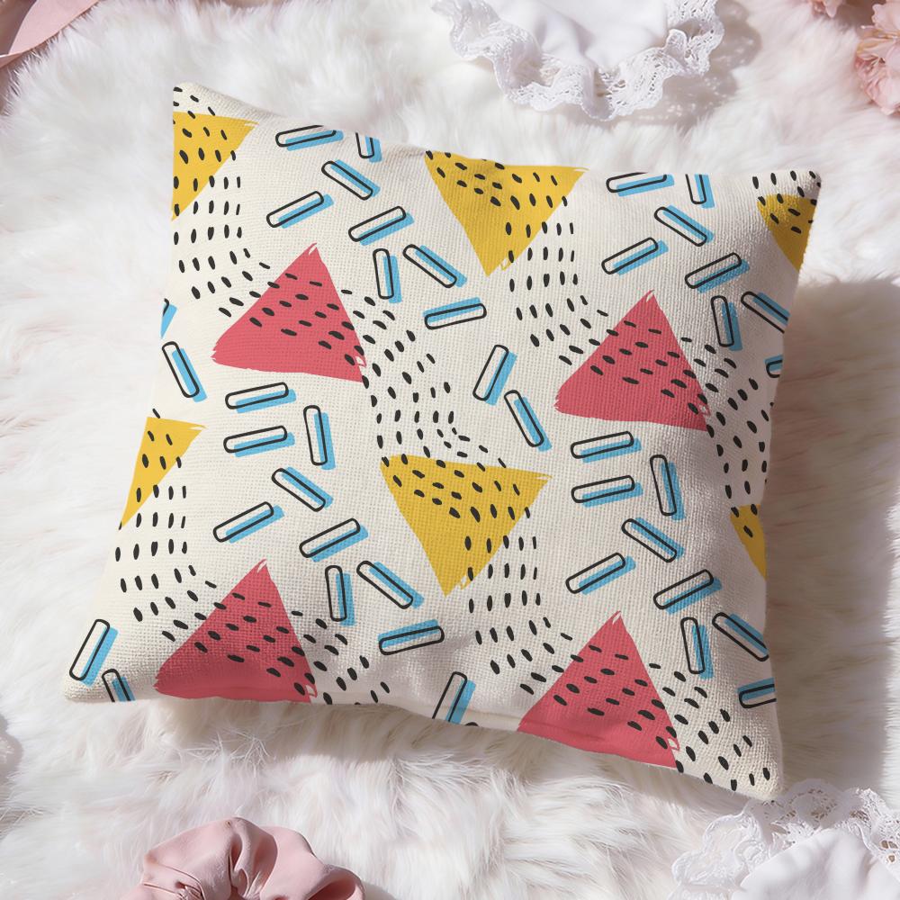 Memphis Seamless Patterns Cushion Cover Premium Comfort Reversible Pillow Cove -Two In One Design for Any Room & Car Interior