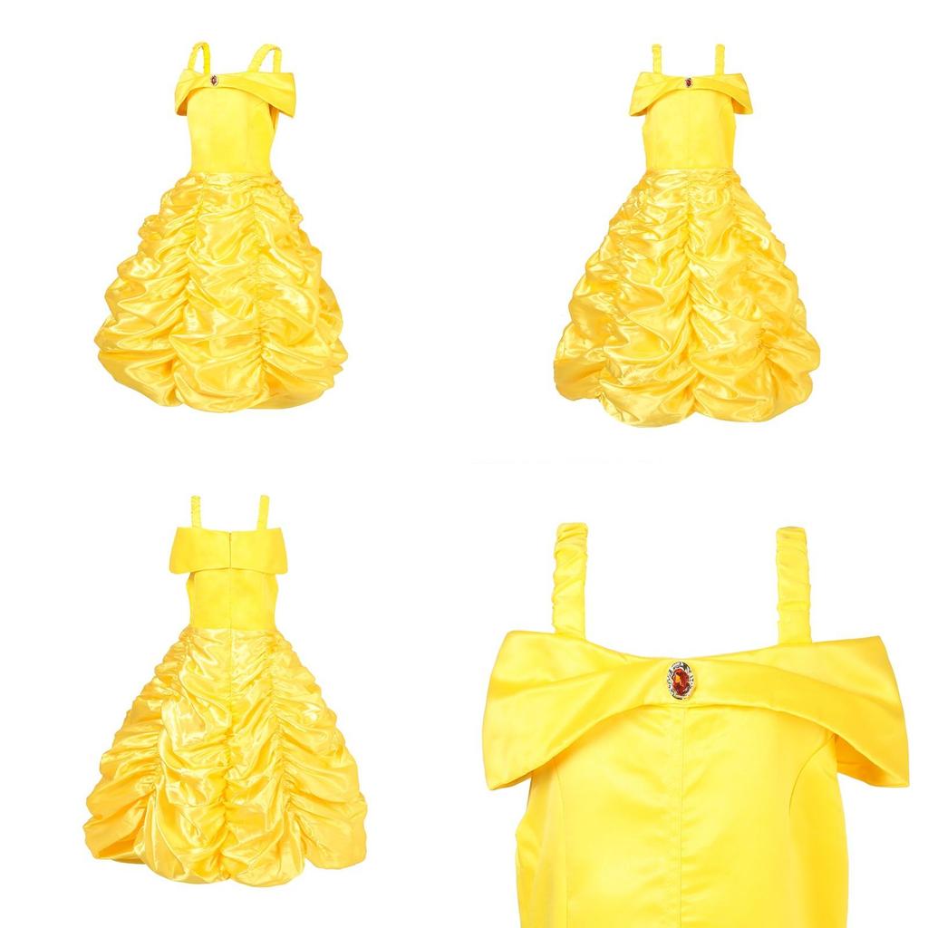 Beauty And The Beast Belle Princess Dress For Girls With Cartoon Pattern And Soft Cotton Fabric For Holiday Celebrations