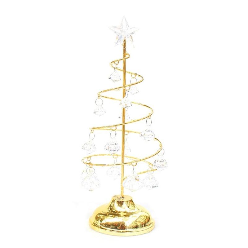 Crystal Star Iron Christmas Tree with LED Light Small XmasTree Table Lamp Christmas Decorations for Home Party New Year