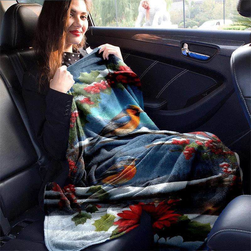 1pc Merry Christmas Printing Lightweight Flannel Blanket, Comfortable and Warm Blanket, for Camping Sofa Bed and Couch Office, Gift