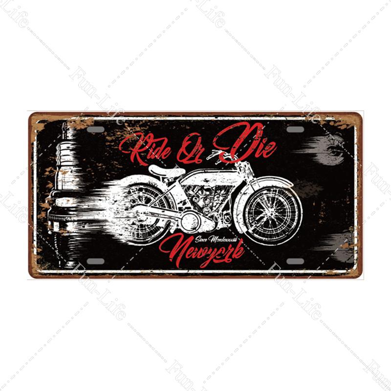 Motorcycle Vintage Metal Poster Retro Route 66 Motor Tin Signs Board / Pub / Bar / Cafe / Garage Decor 15x30cm