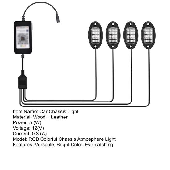 Araba Kamyon UTV Uygulama Kontrolü Müzik Modu 250cm Kablo Uzunluğu Kamyon UTV'ler Arazi Araçları Yanıp Sönen Müzik Üzerine Çok Yönlü Kurulum
