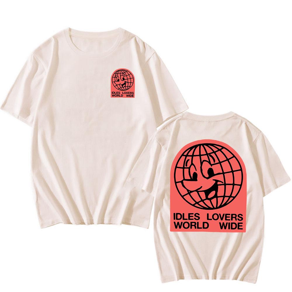 IDLES LOVERS WORLD WIDE Tshirts Short Sleeve Summer Cotton T-shirt Cotton Soft Men Women T Shirt Casua Punk Unisex Streetwear