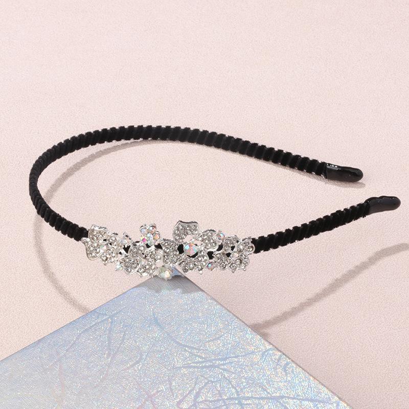 Crystal Alloy Flower Hairband, Anti-slip Headband Hairpin, Bridal Headpiece