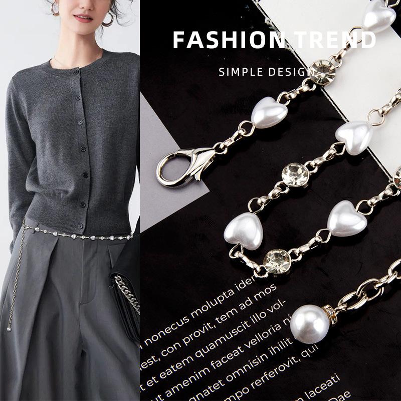 Waist Chain Women's Decorative Pearl Rhinestone Inlaid Fashionable Versatile Dress Body Chain Women