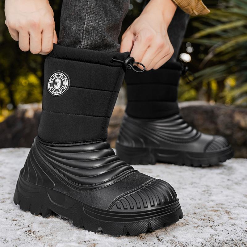 Winter Men'S Boots New High Top Cotton Shoes Plush Warm Snow Boots Non-Slip Hiking Boots For Men Winter High Top Sneakers