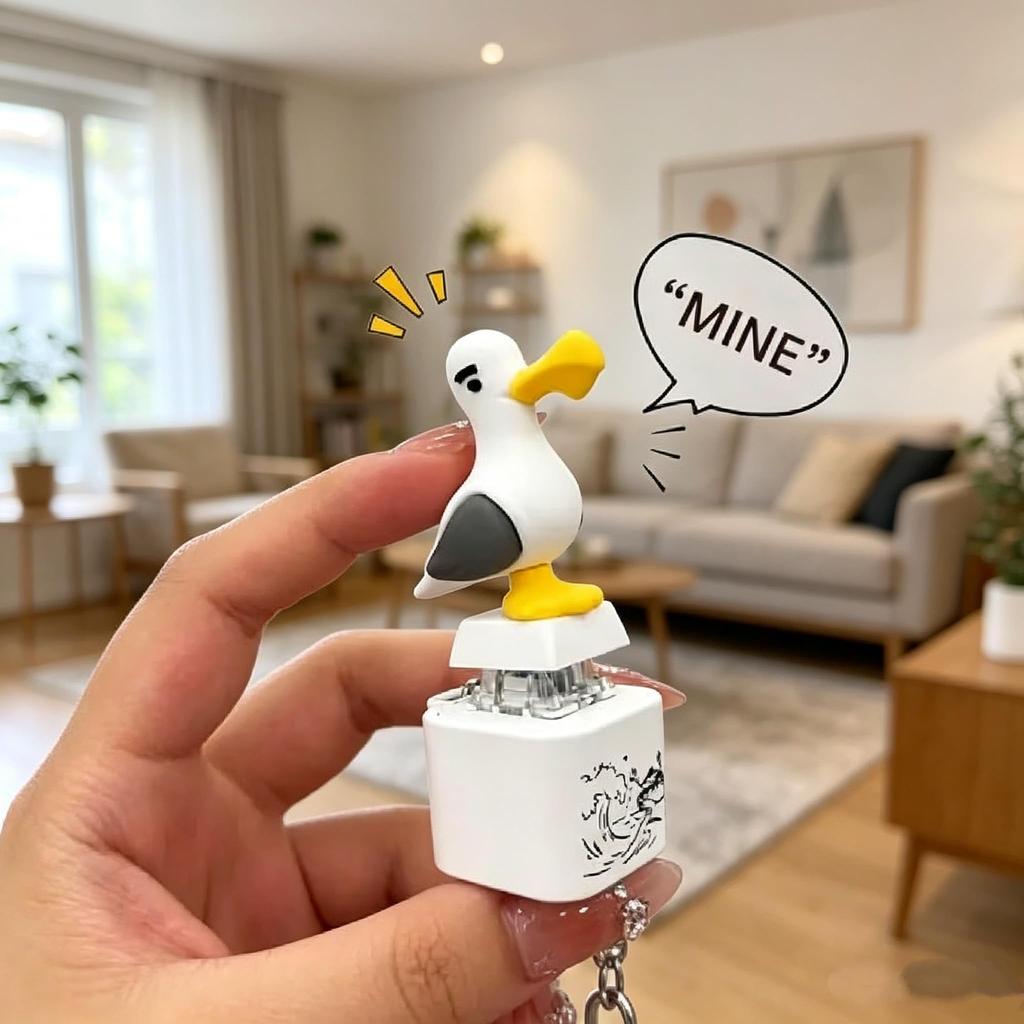 Cute Seagull Squeaky 3D Keycap Custom Cartoon Stress Relief Decor for Mechanical Keyboard