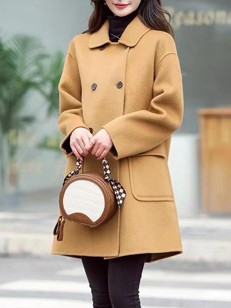 

Women s Mid-Length Double-Faced Cashmere Coat - Autumn/Winter 2025 High-End Loose Double-Breasted Woolen Coat M (111-120 jin)