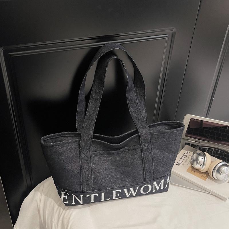 New Fashi Gentlewoman Canvas Shoulder Bag Large Capacity Casual Letter Handle Bag for Women Texture and Versatile Storage Bags