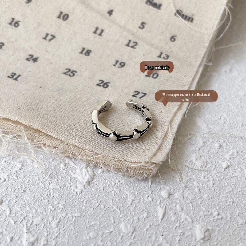 Lan Zhi Retro Thai Silver Women's Minimalist Asymmetrical 925 Sterling Ring