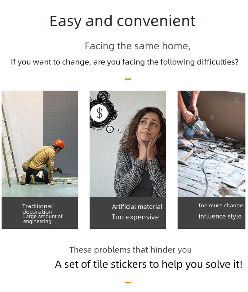 ET165 Antique Flower Mosaic Tile Decal - Retro Waterproof Removable Wall Sticker