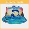 Dolphin Graffiti Cotton Mesh Sun Hat With Wide Brim For Outdoor Beach And Vacation