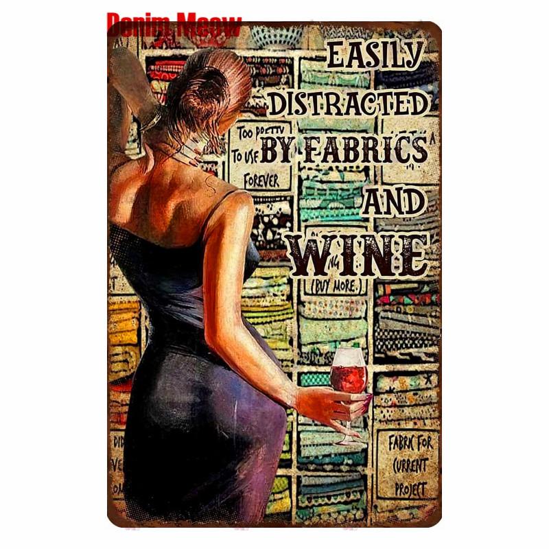 Vintage Turquoise Cat Metal Poster, I Drink Wine Wall Tin Sign, Retro Frogs, Wine Plate for Elf Bar, Pub and Garden Decor, WY52