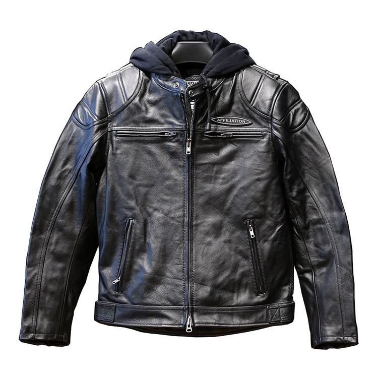 Removable cap two-piece Harley leather leather jacket men's AF locomotive top layer cowhide jacket
