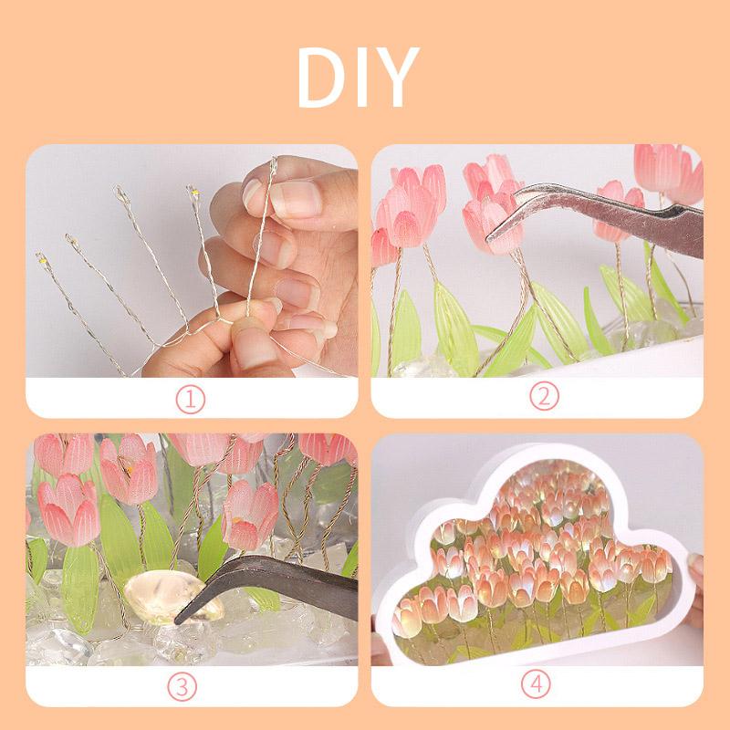 Handgemachte DIY Tulpe Blume Meer Nacht Atmosphäre Lampe Wolken Tulpe Lampe LED Nachtlicht Spiegel Tisch Lampe Schlafzimmer Dekor Lichter Neue